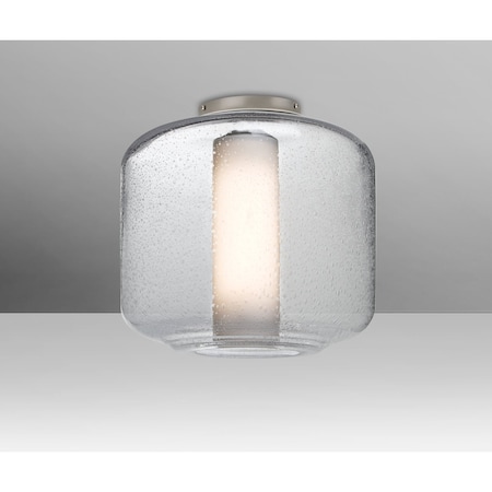 Besa Lighting Niles 10 Ceiling, Clear Bubble/Opal, Satin Nickel, 1x60W Incandescent NILES10COC-SN